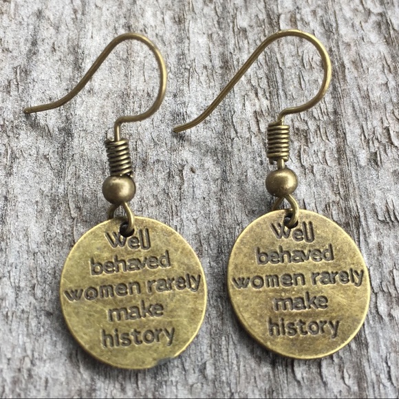 Handmade Jewelry - Boho Women Quote Dainty Bronze Earrings